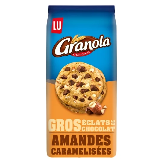 Granola Lu cookies with chocolate chips and caramelized almonds