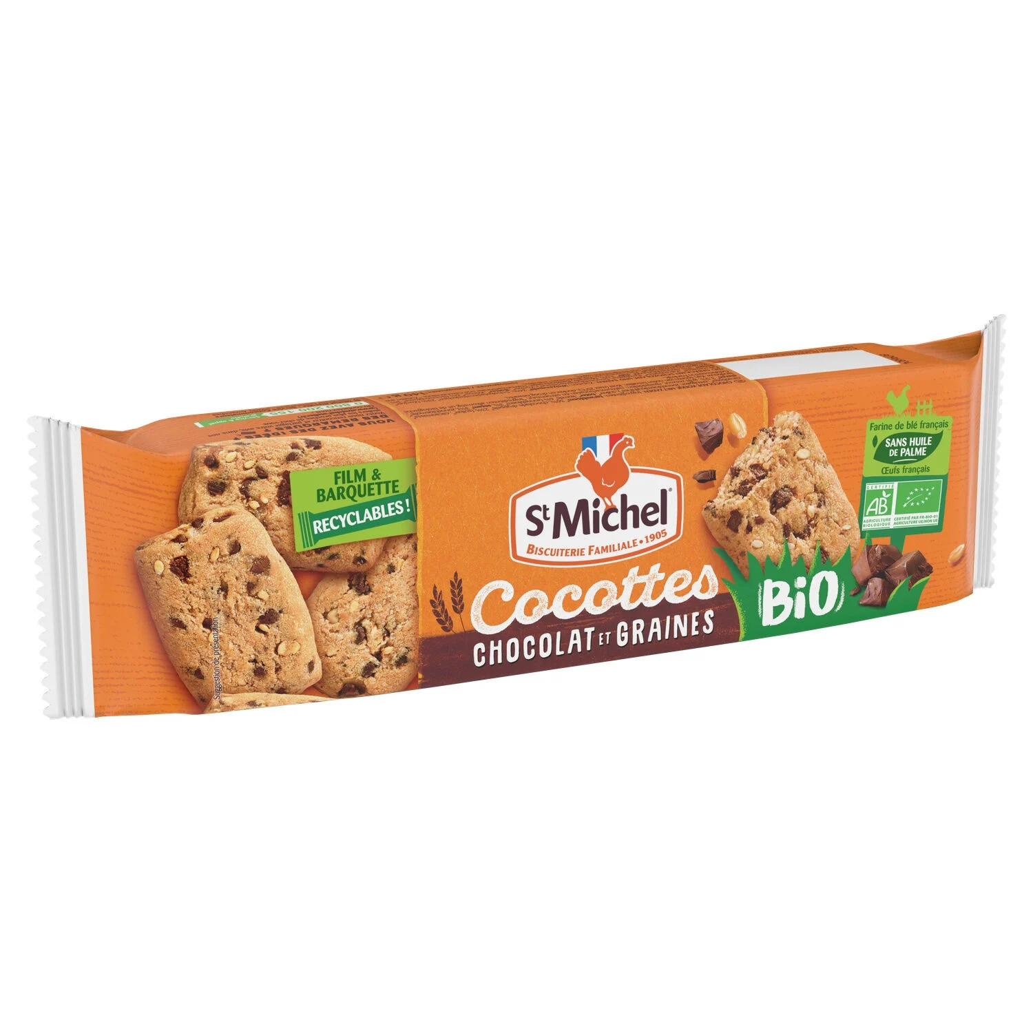 St Michel Cocottes Organic chocolate and seed cookies