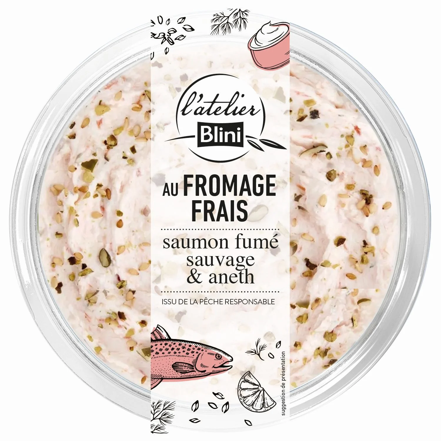 L'Atelier Blini fresh cheese and smoked salmon