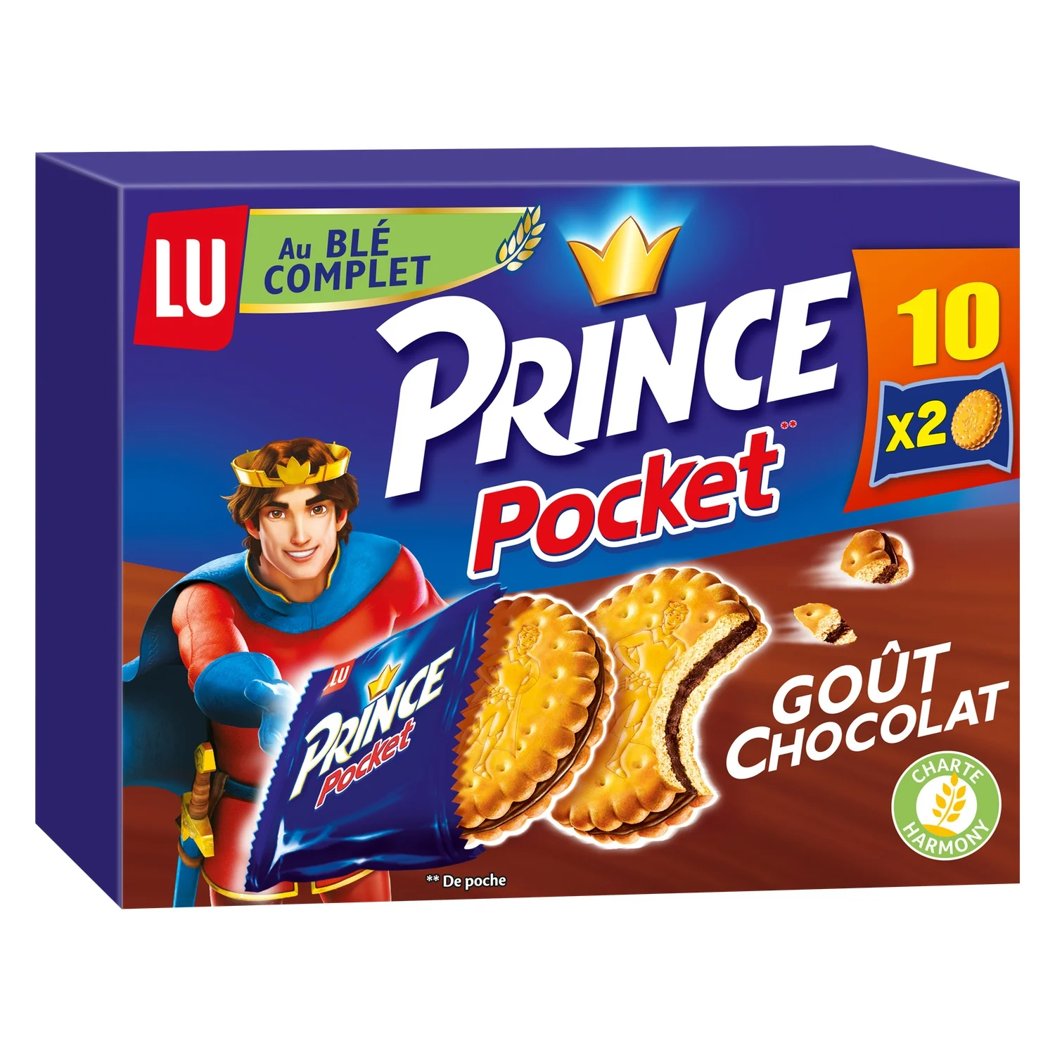 Prince pocket cookies with chocolate filling