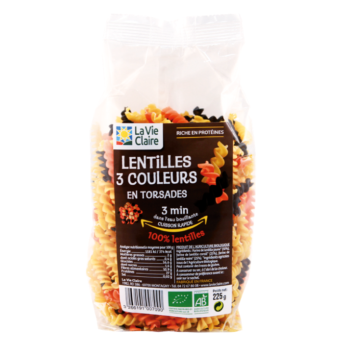 3 colors lentils torsades 225g 