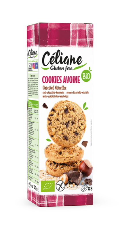 Cookies avoine choco noisette sans gluten - Céliane