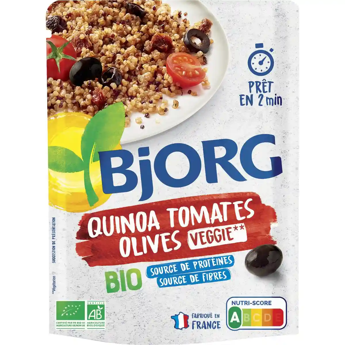 Bjorg organic microwaveable tomato and olive quinoa