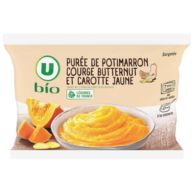 Organic pumpkin, butternut squash and yellow carrot mashed U