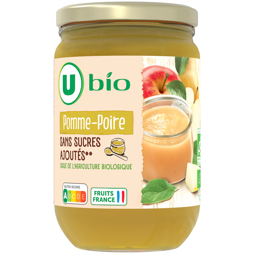 Organic apple-pear compote with no added sugar U