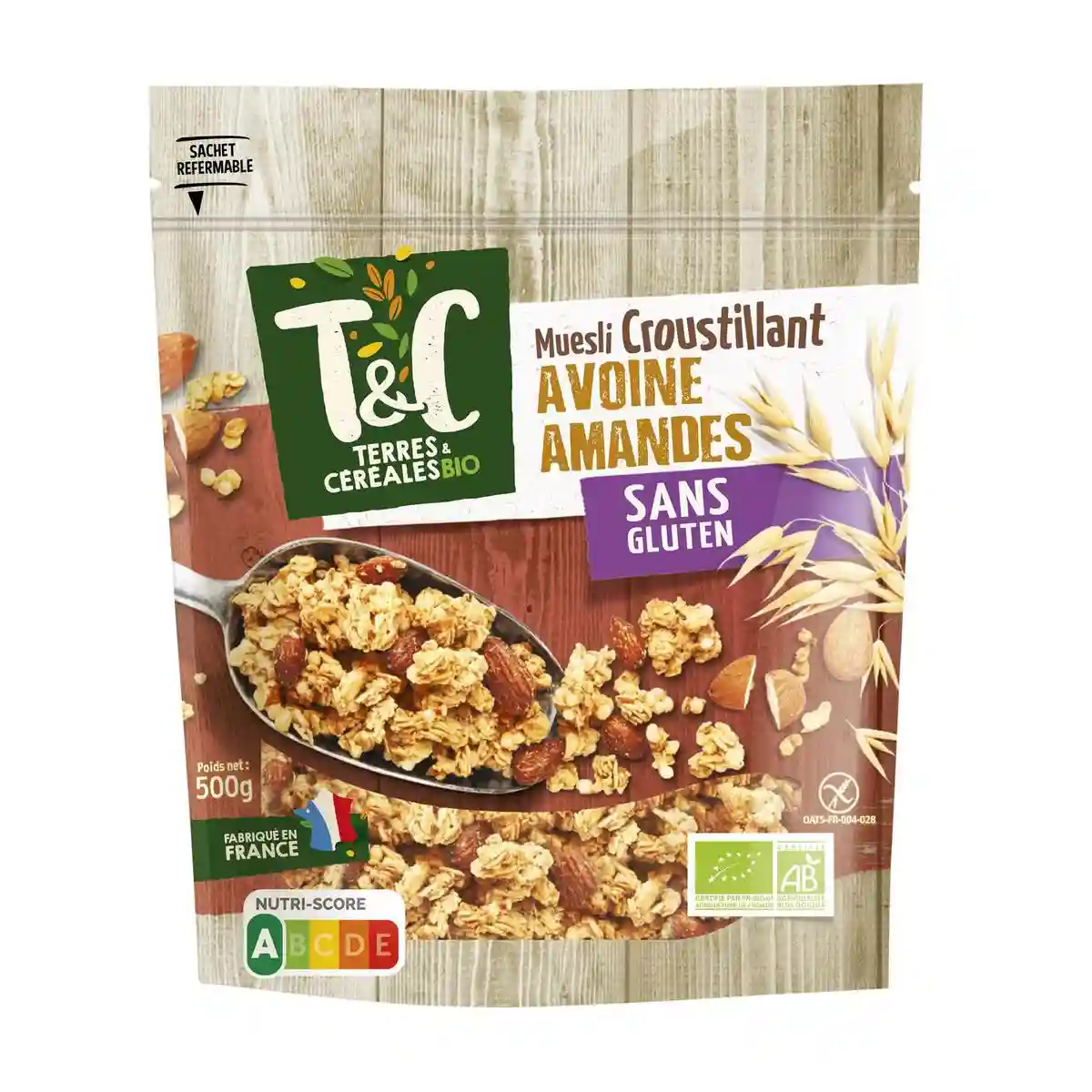 T&C Crunchy organic oatmeal almond muesli