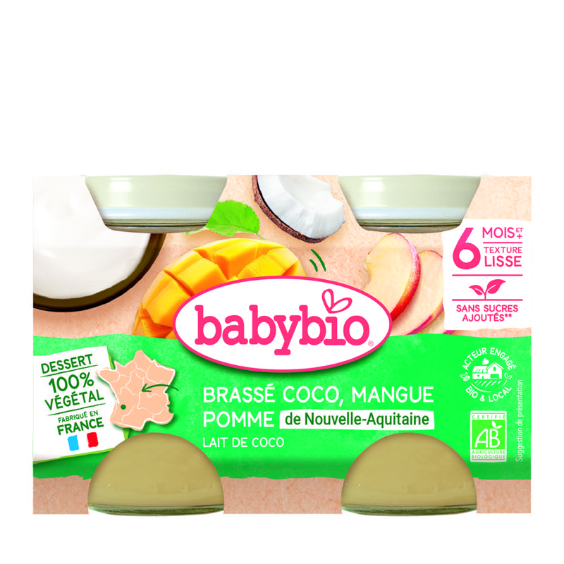 BABYBIO BREW JAR COCONUT MANGO 2X130G - FROM 6 MONTHS