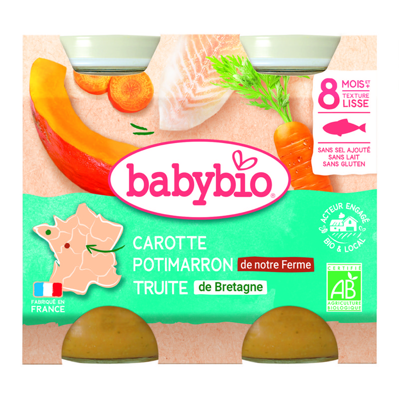 Babybio Pot Carot Pumpkin Trout - From 8 Months 