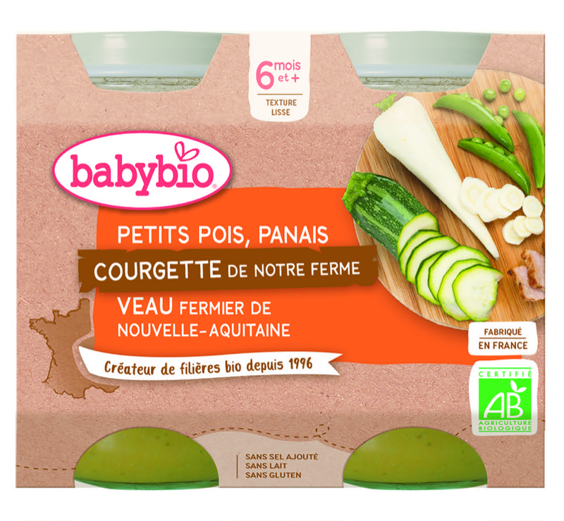 Babybio Pot Peas Parsnip Zucchini Veal - From 6 Months