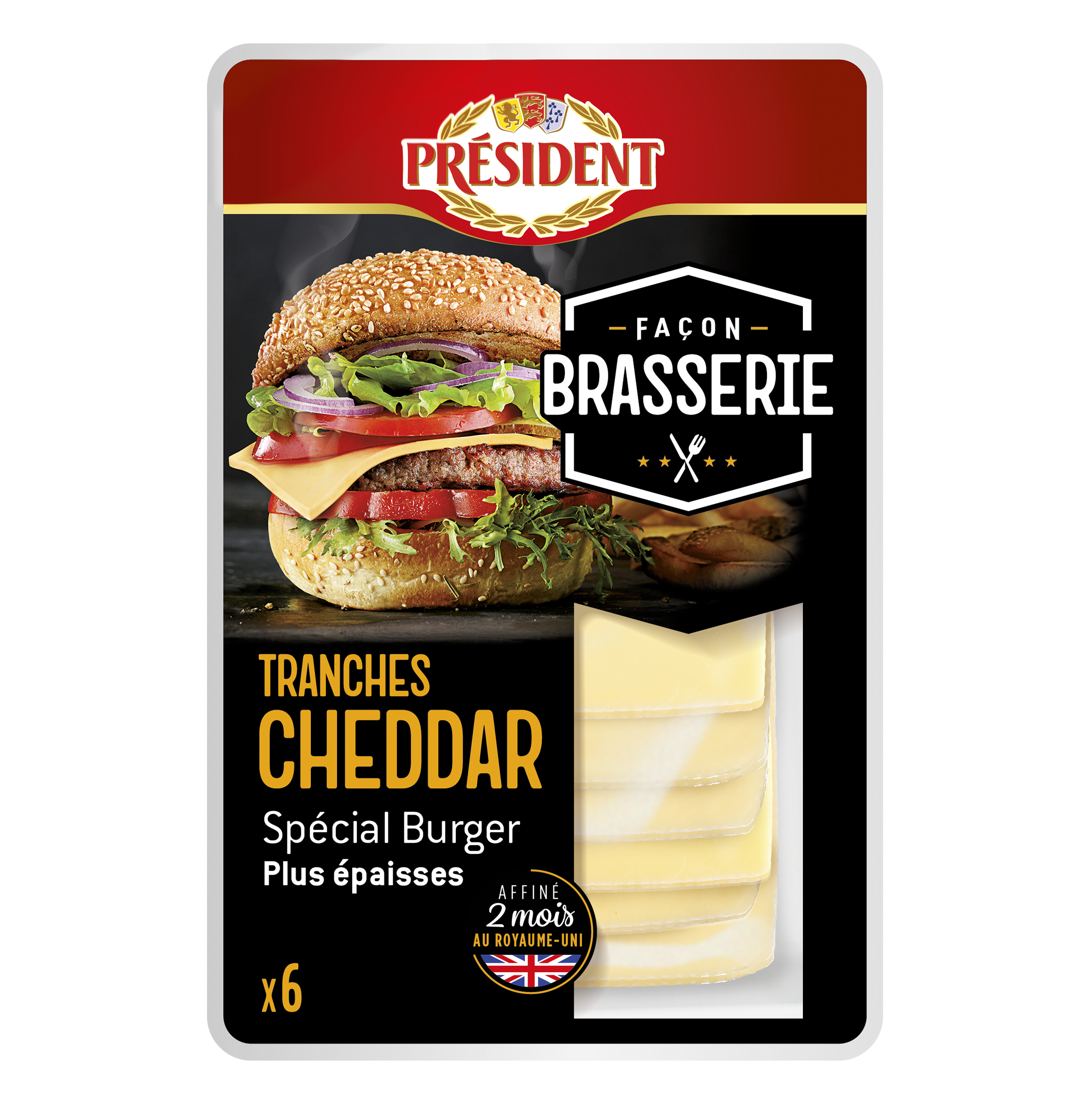 Cheddar president slices brasserie style