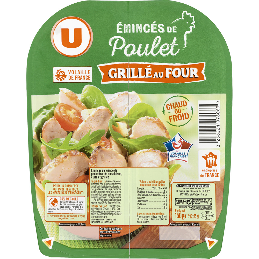 Sliced chicken Oven-roasted U
