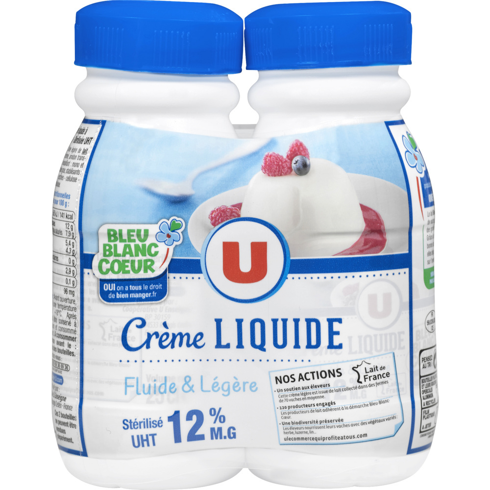 Light liquid UHT cream 12%mg
