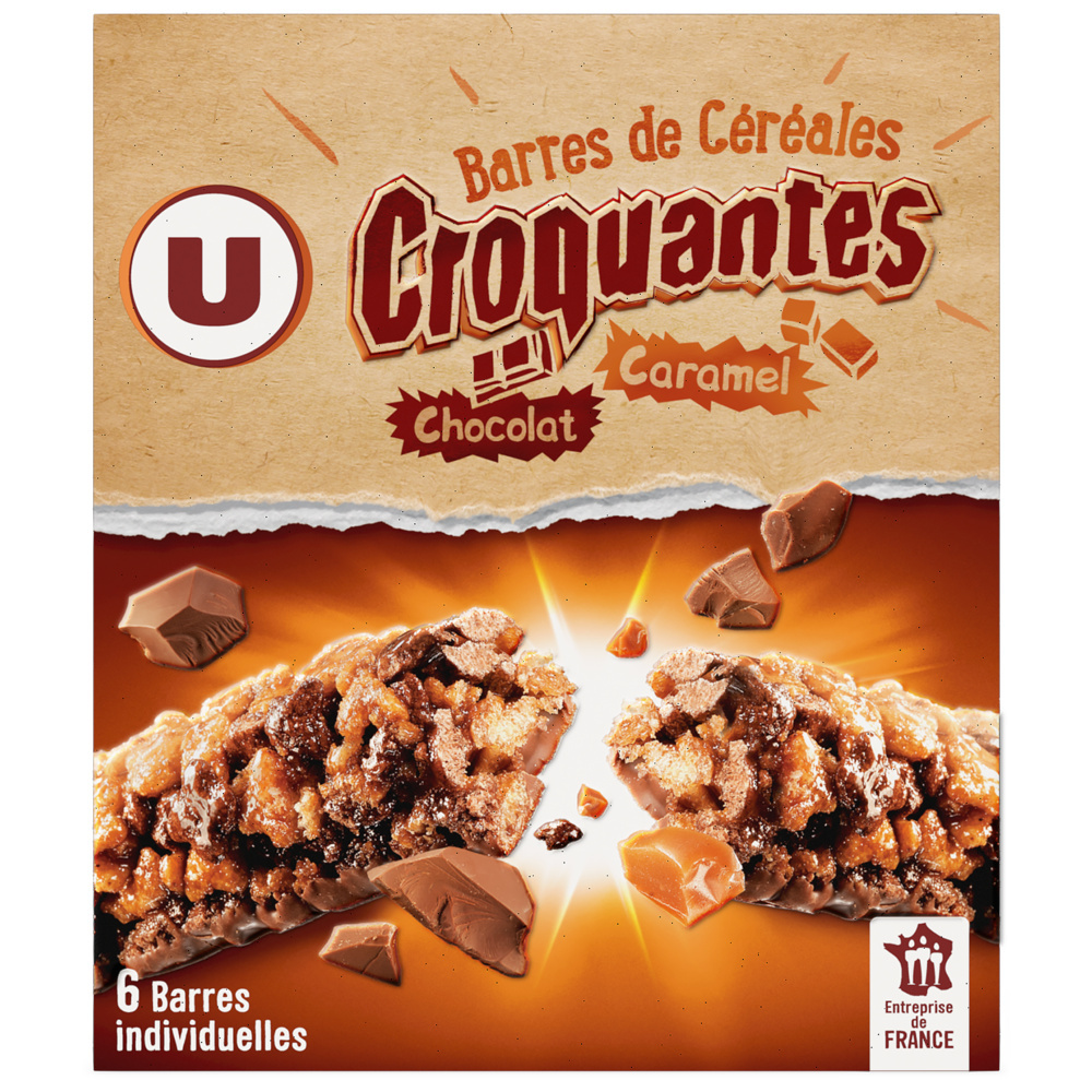 Crispy caramel and chocolate bars U