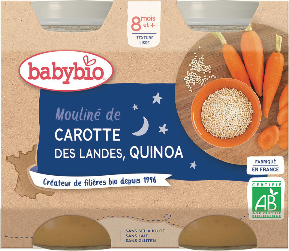 Baby bio organic carrot and quinoa evening food jars
