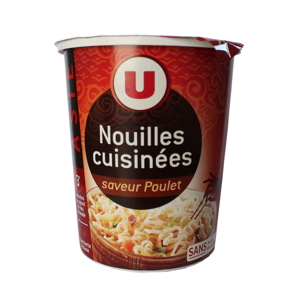 Cooked noodles, chicken flavor U