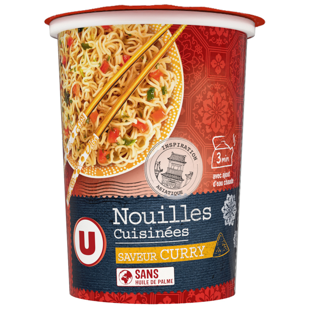 Cooked noodles curry flavor U