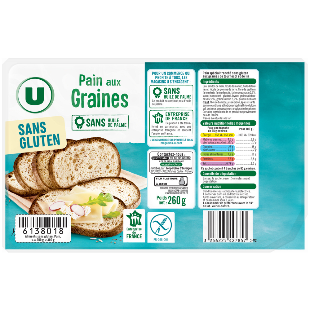 Pains aux graines sans gluten U