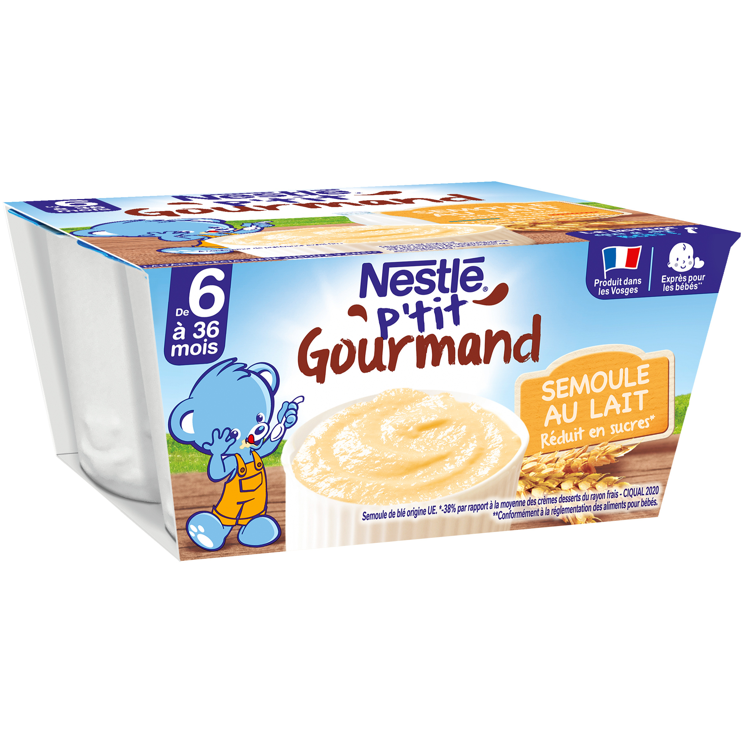Nestlé P'tit Gourmand semolina with Milk - 4 x 100g - From 6 months