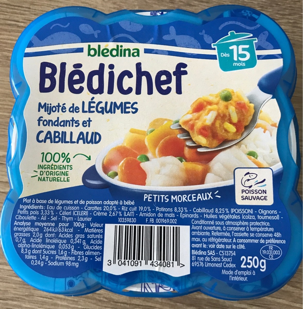 Blédichef Fondant Vegetables and Cod from 15 Months