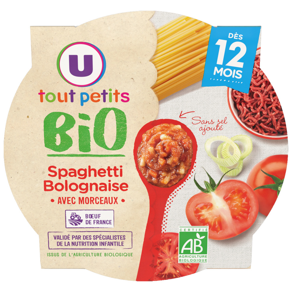 Organic spaghetti bolognese U plate for baby