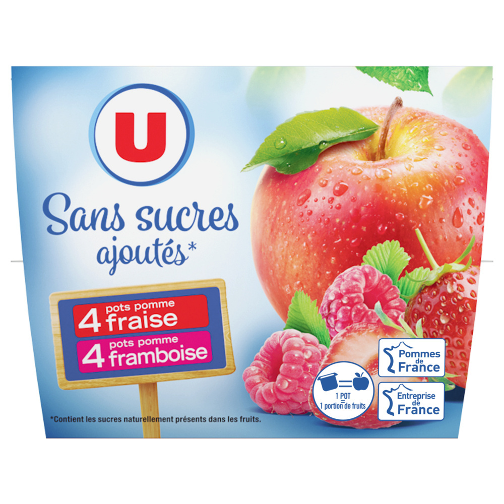 Strawberry, apple and raspberry compotes with no added sugar U