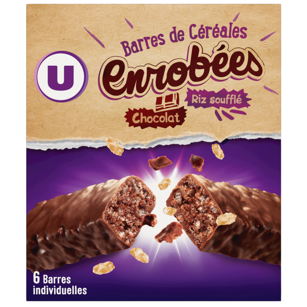 Chocolate-coated cereal bars with sulphur rice U