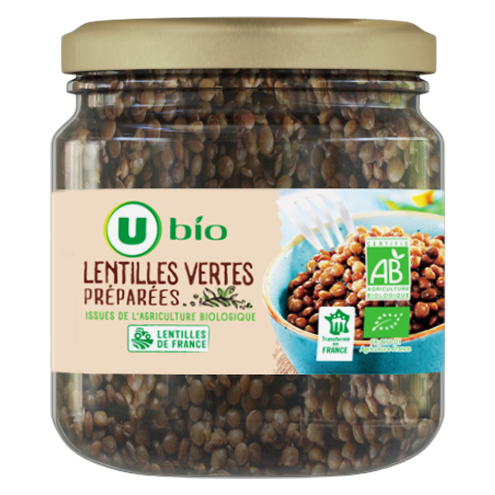 Prepared organic green lentils U