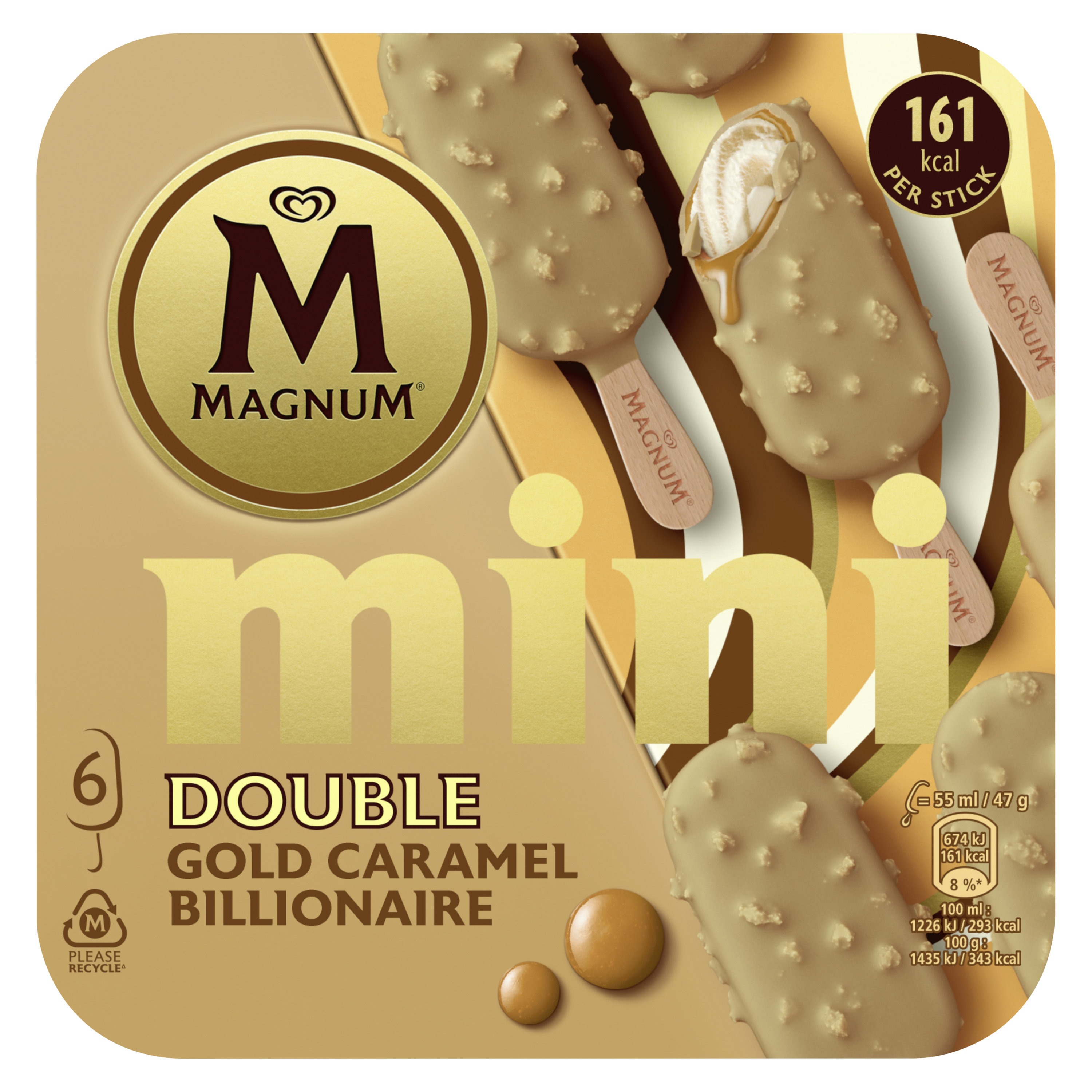 Magnum ice cream sticks mini double gold caramel Billionaire