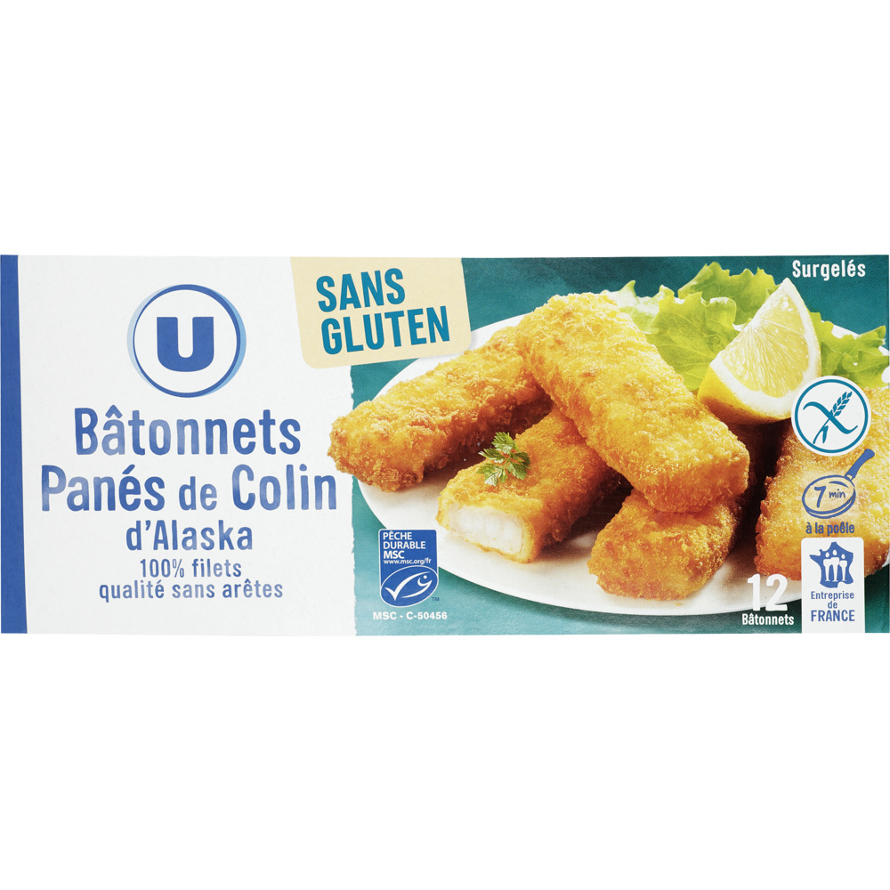 Breaded gluten-free Alaskan hake sticks U