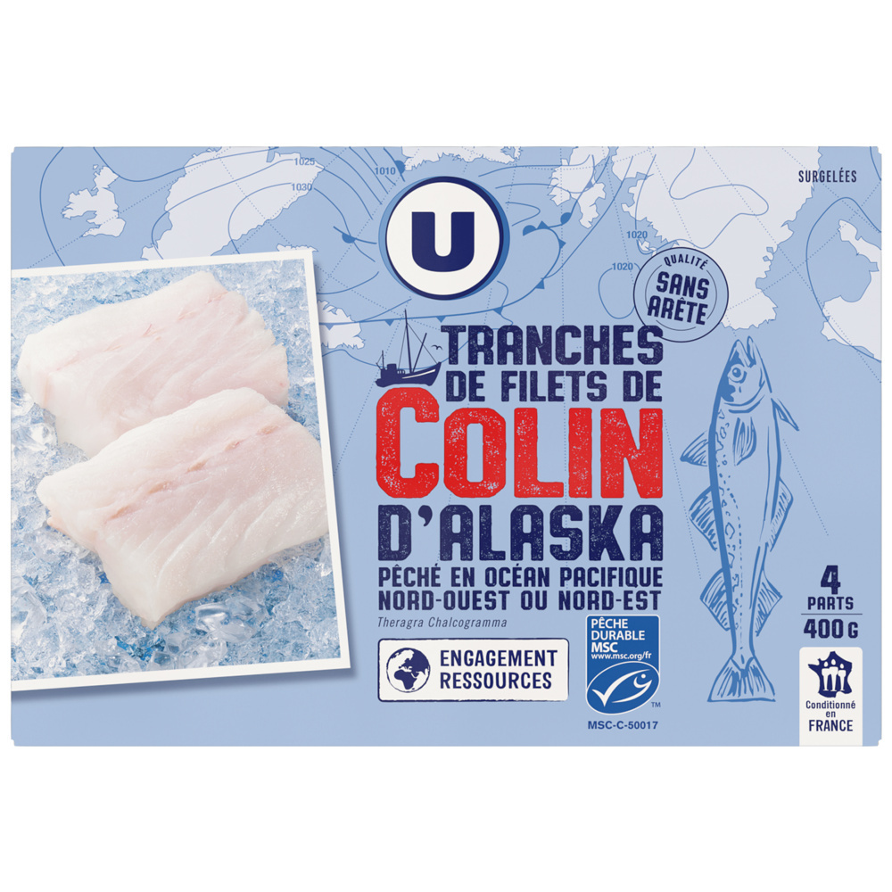 Filet de colin d'Alaska en tranches U