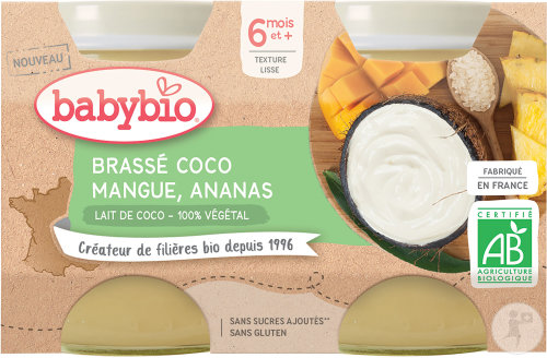 BABYBIO POT BRASSE COCO MANGUE 2X130G - DES 6 MOIS