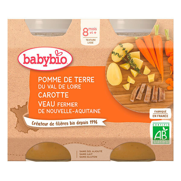 BABYBIO POT PDT CAROTTE VEAU - DES 8 MOIS