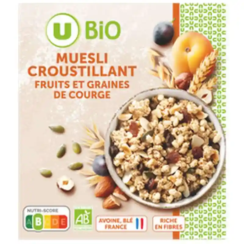 Crunchy fruit and pumpkin seed muesli U