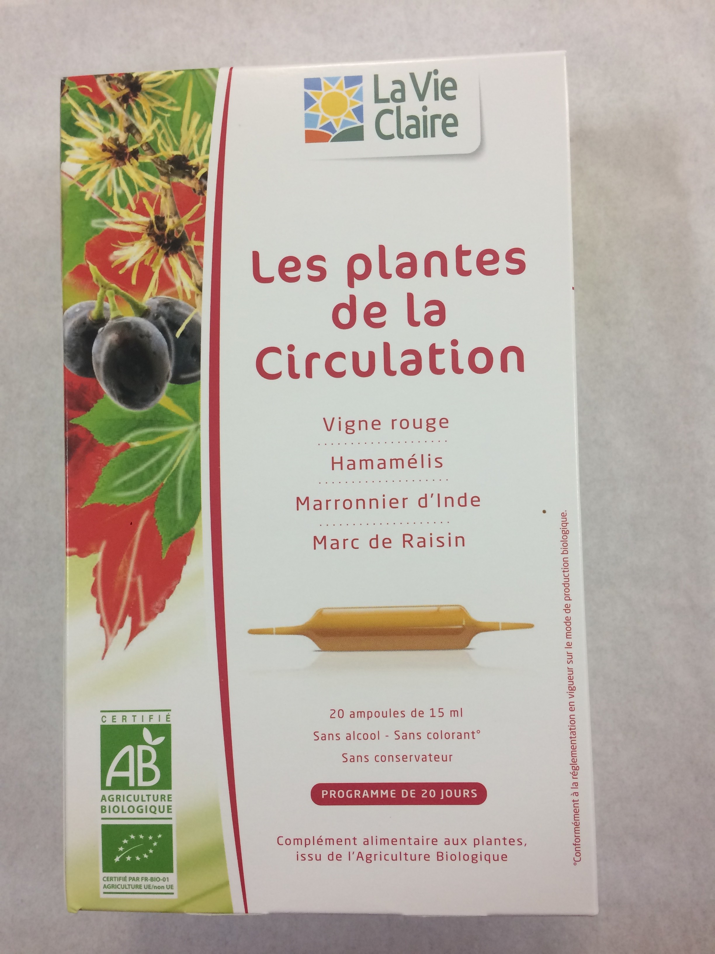 Plant fluid extract 20 phials - circulation - La Vie Claire