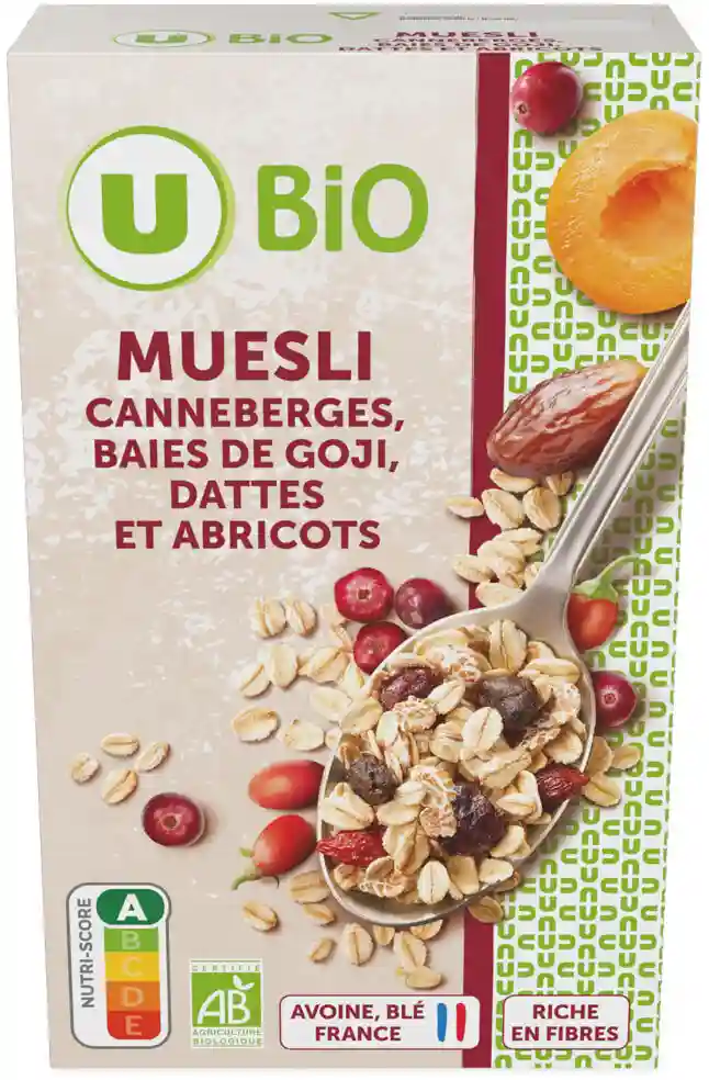 Muesli cranberries goji berries dates apricots U