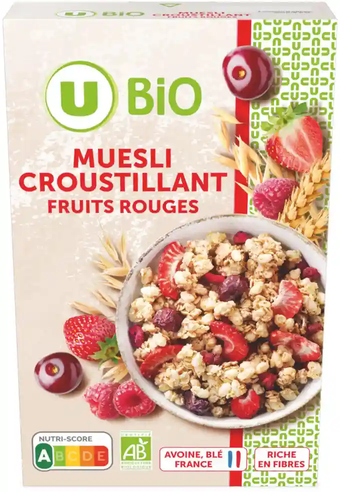 Crunchy organic red fruit muesli U