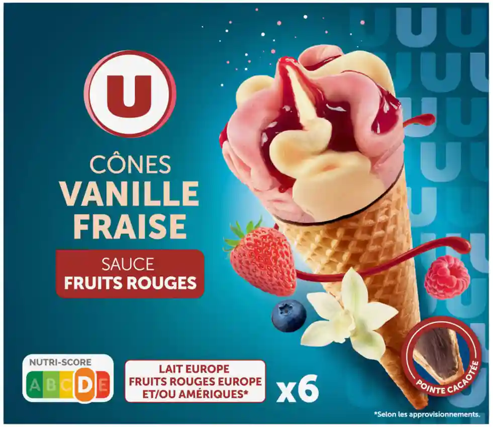 Vanilla strawberry ice cream cones U 